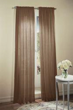 Crushed Sheer Rod Pocket Voiles - Chocolate